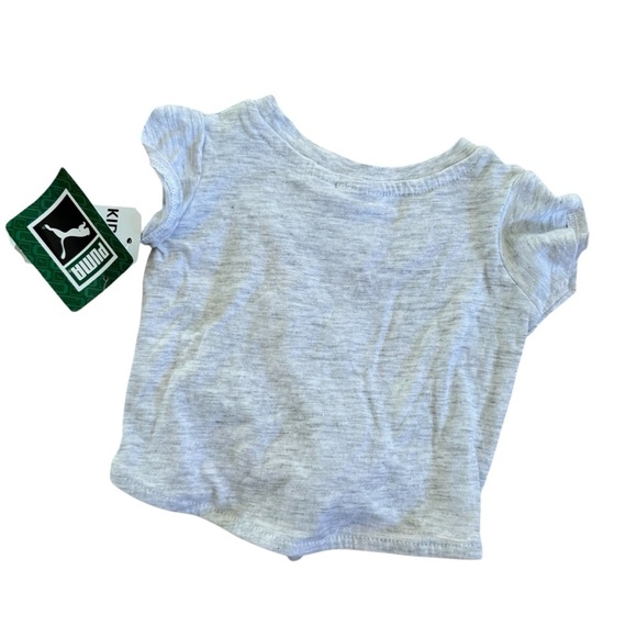 Puma Short Sleeve Top Baby Girl Tie front Pink Glitter Gray Size 0-3 NWT - Picture 3 of 3